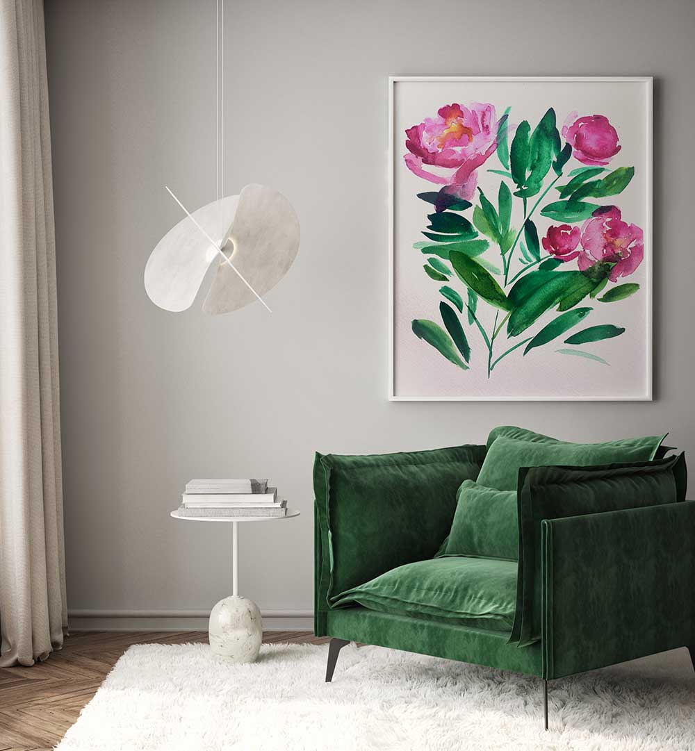PEONIES III , FLORAL FLOWER PAINTINGS