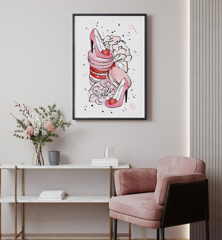 Stylish PEONY HEELS, FASHION POSTERS artwork by Martina, showcasing chic heels and floral accents for a trendy decor.