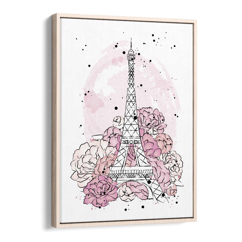 Stylish PEONY PARIS, FASHION POSTERS featuring the Eiffel Tower surrounded by pink peonies, perfect for home décor.
