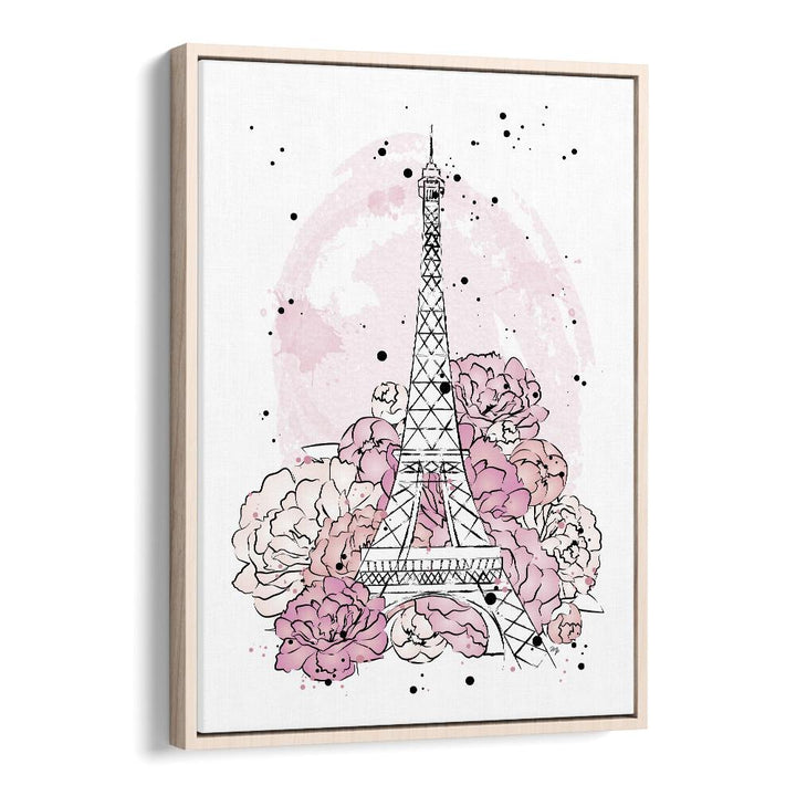 Stylish PEONY PARIS, FASHION POSTERS featuring the Eiffel Tower surrounded by pink peonies, perfect for home décor.