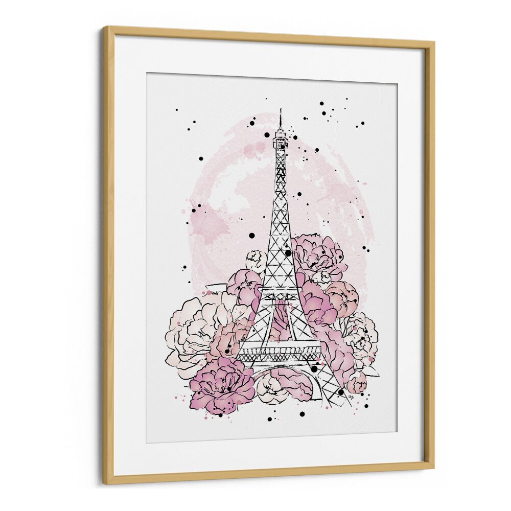 PEONY PARIS, FASHION POSTERS featuring the Eiffel Tower surrounded by pink peonies, perfect for stylish home décor.