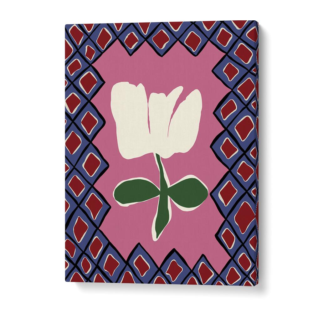 Petal Plaid Playtime I, Botanical Art Paintings Artwork in Gallery Wrap