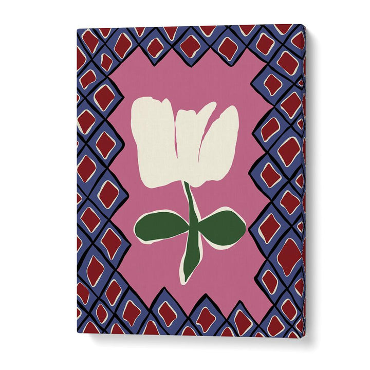 Petal Plaid Playtime I, Botanical Art Paintings Artwork in Gallery Wrap