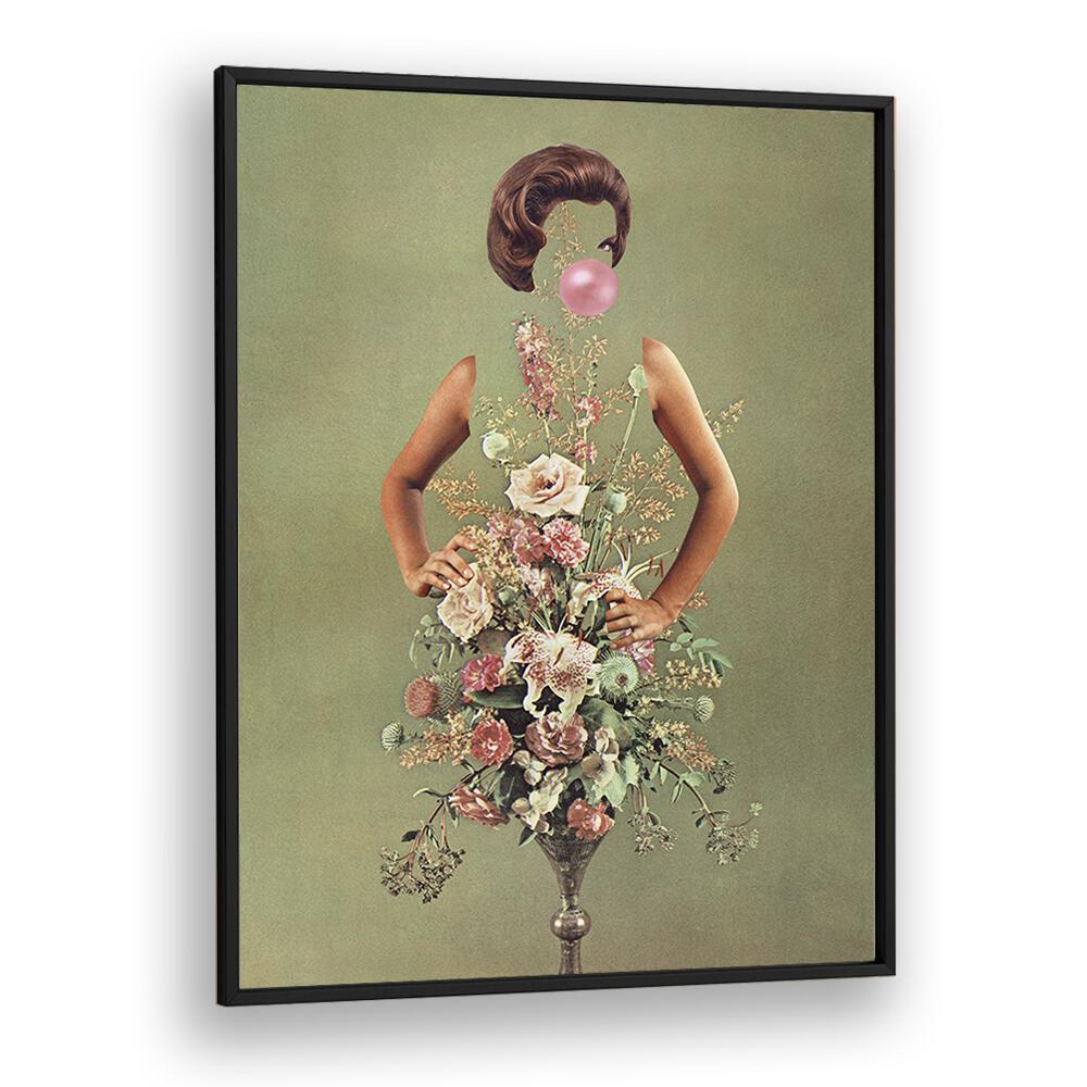 Petal Skirt and Pink Pop Surreal Painting, vibrant surreal art by Vertigo Artography, framed for elegant display.