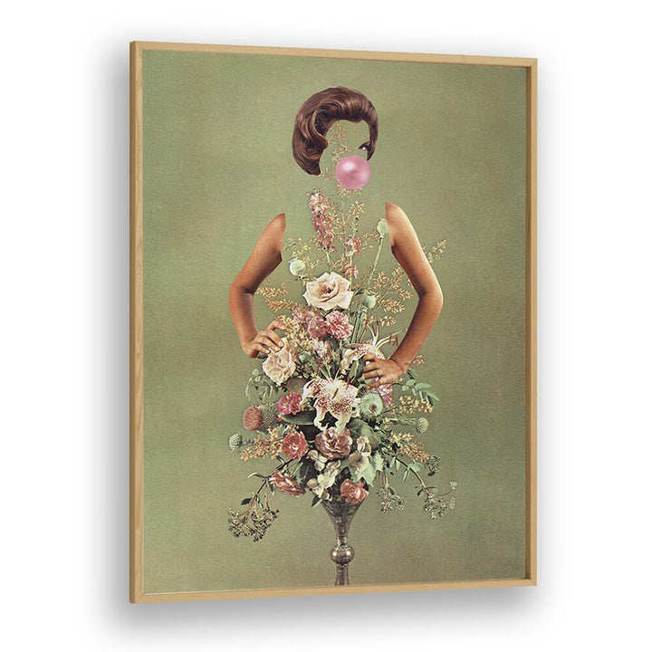 Petal Skirt and Pink Pop Surreal Painting, surreal art with floral elements, beautifully framed by Vertigo Artography.