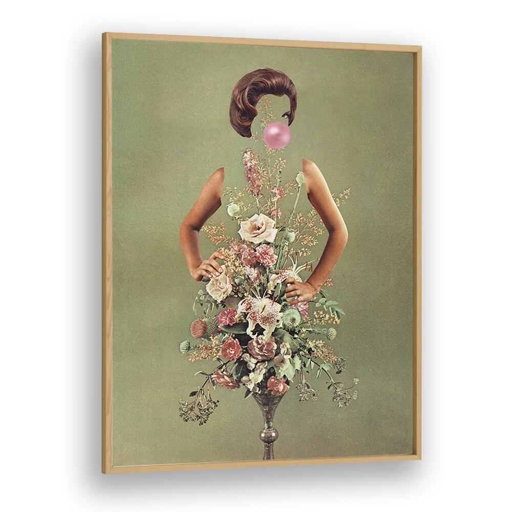 Petal Skirt and Pink Pop Surreal Painting, surreal art with floral elements, beautifully framed by Vertigo Artography.