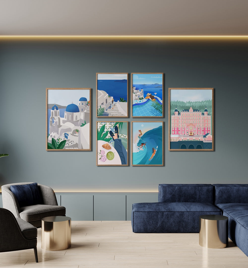 Stylish PETRA LIDZE GALLERY WALL featuring vibrant framed art prints perfect for enhancing your living space aesthetics.