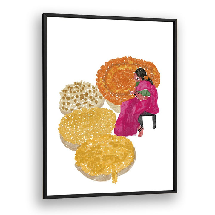 Phoolwalis Of India By Shreya Roy Chowdary, Indian Art Paintings Artwork in Black Plain Frame