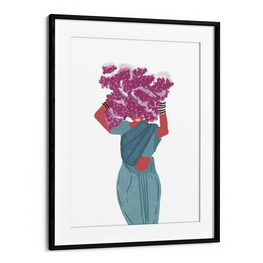 Phoolwalis Of India II By Shreya Roy Chowdary, Indian Art Paintings Artwork in Black Frame With Mount