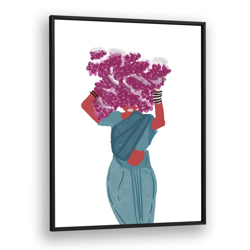 Phoolwalis Of India II By Shreya Roy Chowdary, Indian Art Paintings Artwork in Black Plain Frame