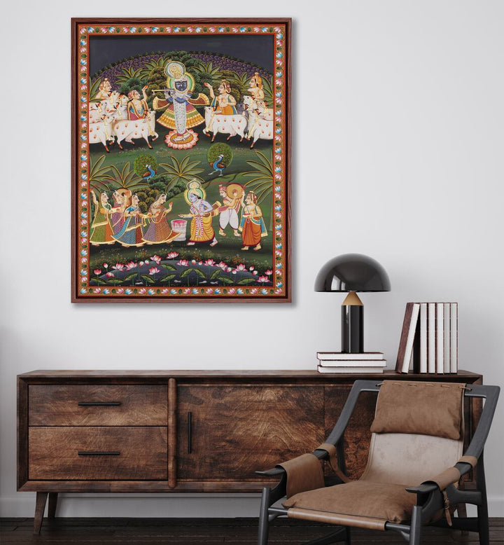 Stunning PICHWAI ART I, INDIAN ART PAINTINGS adding spiritual elegance to your living space. Perfect craftsmanship!