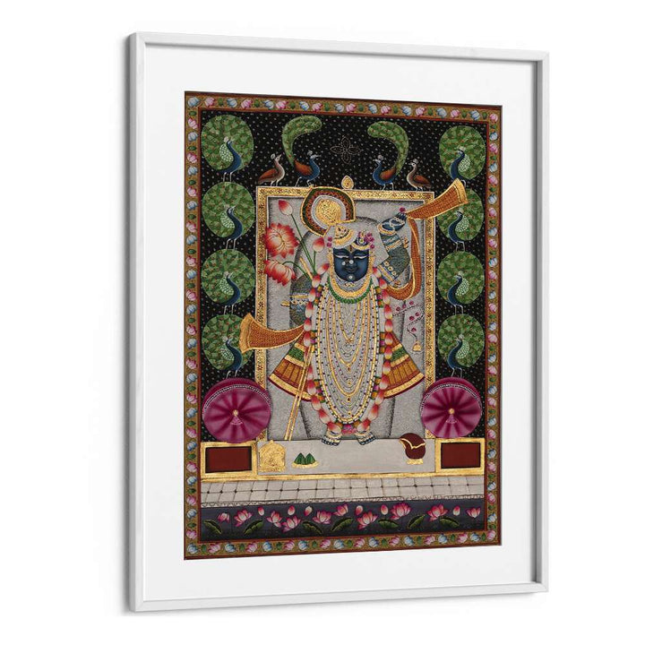 PICHWAI ART II, INDIAN ART PAINTINGS showcase vibrant spirituality and tradition in a stunning white frame.