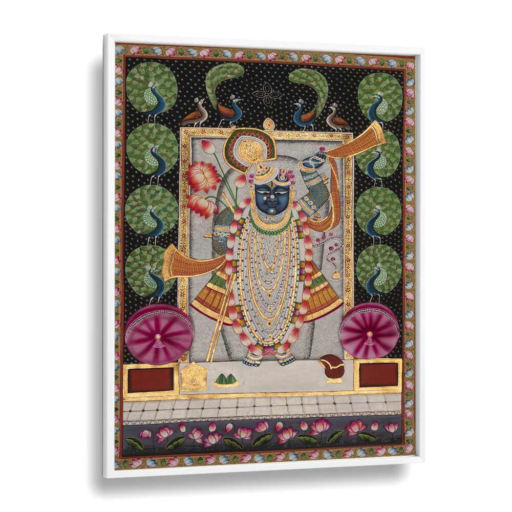 Stunning PICHWAI ART II, INDIAN ART PAINTINGS, showcasing rich spirituality and tradition in a beautiful frame.