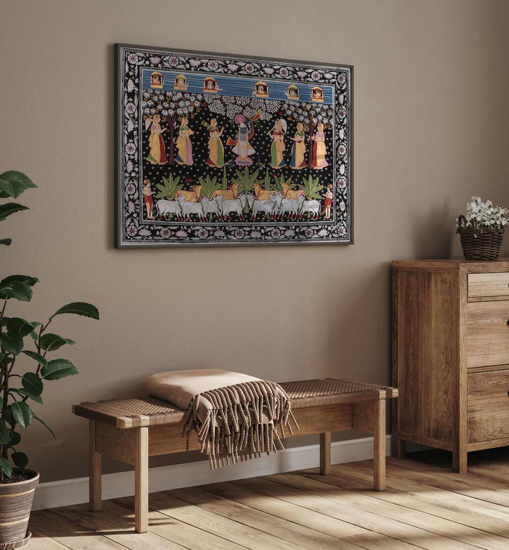 Vibrant PICHWAI ART VII , INDIAN ART PAINTINGS showcasing rich culture, perfect for enhancing any space.