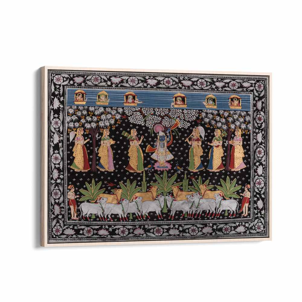 PICHWAI ART VII, INDIAN ART PAINTINGS features vibrant scenes of Indian culture, beautifully framed for your space.