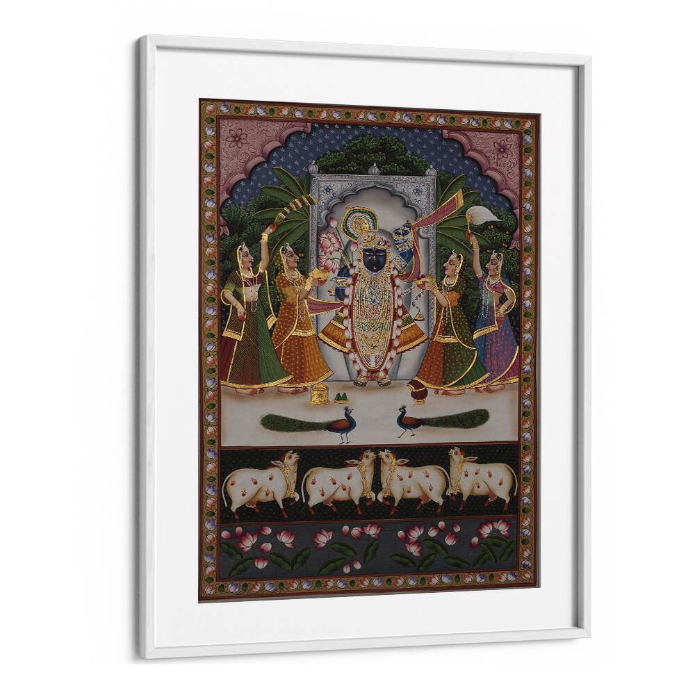 Elegant PICHWAI ARTWORK, INDIAN ART PAINTINGS framed piece showcasing vibrant cultural heritage and artistry.
