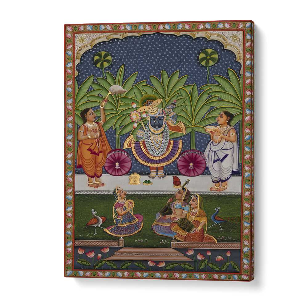 Colorful PICHWAI, INDIAN ART PAINTINGS showcase traditional themes and spirituality in exquisite detail.