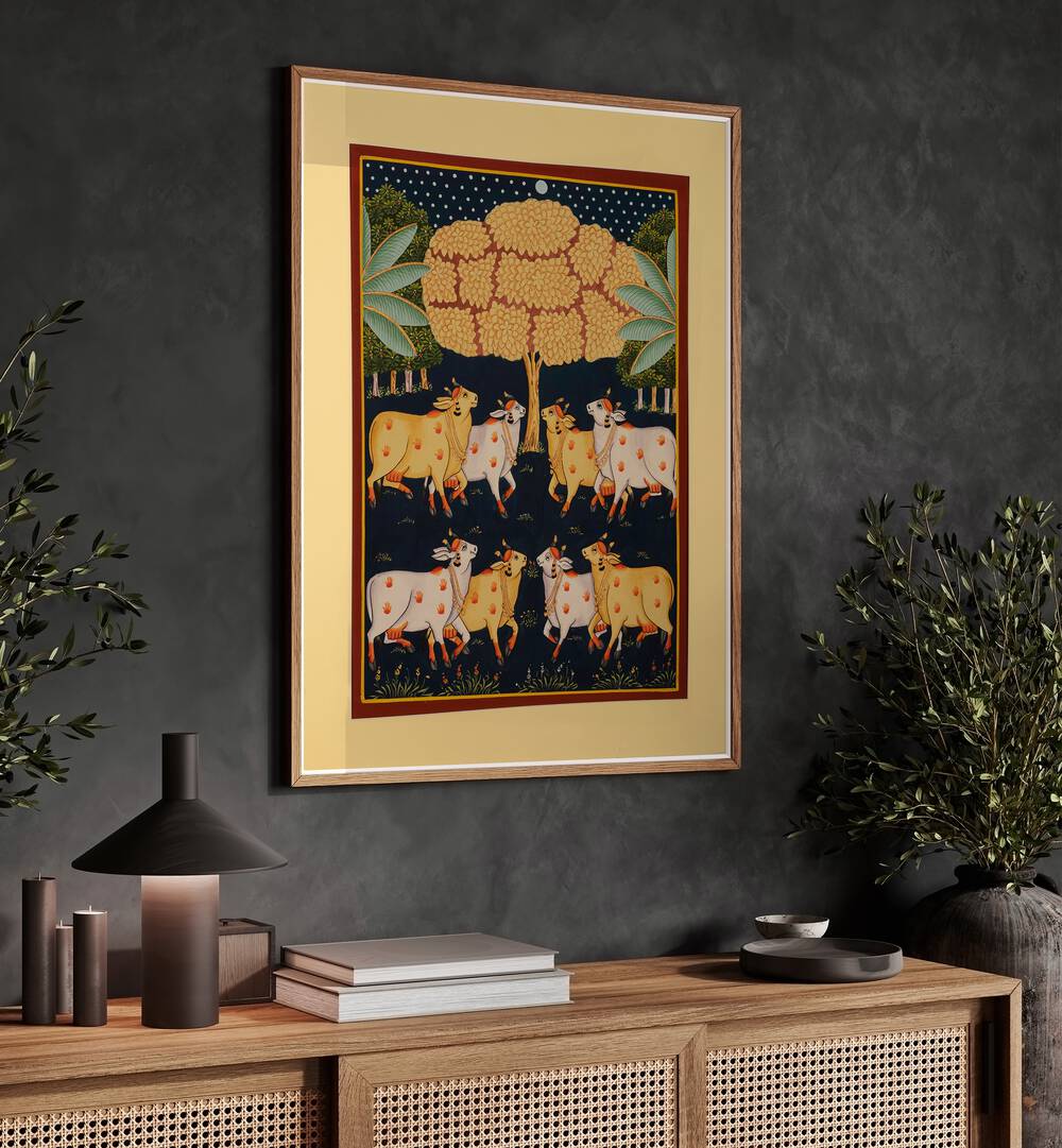 Vibrant PICHWAI PAINTINGS showcasing Indian culture, perfect for any art lover's collection of INDIAN ART PAINTINGS.