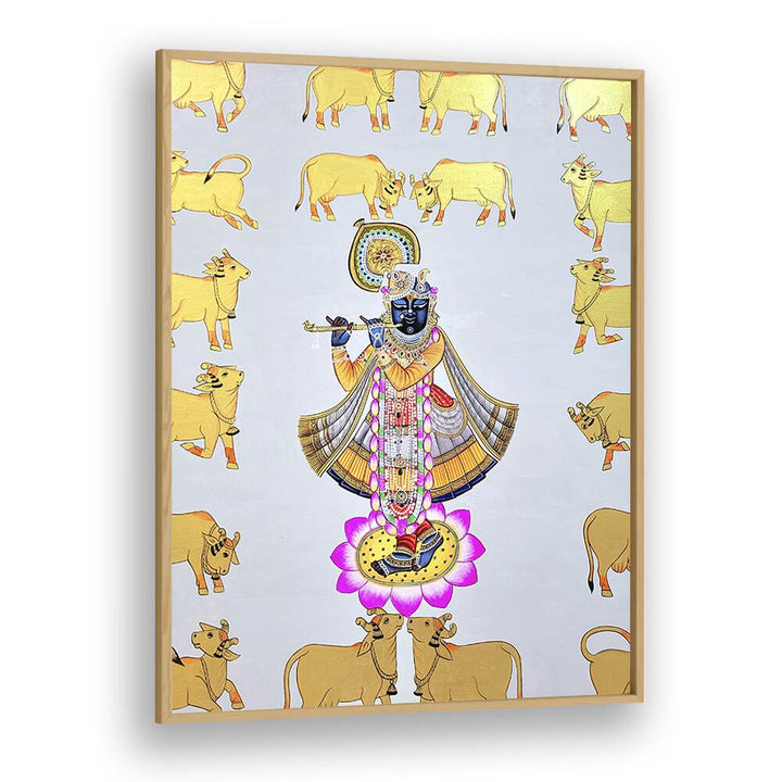 PICHWAI PAINTINGS II, INDIAN ART PAINTINGS showcasing vibrant Krishna with cows, a stunning cultural masterpiece.