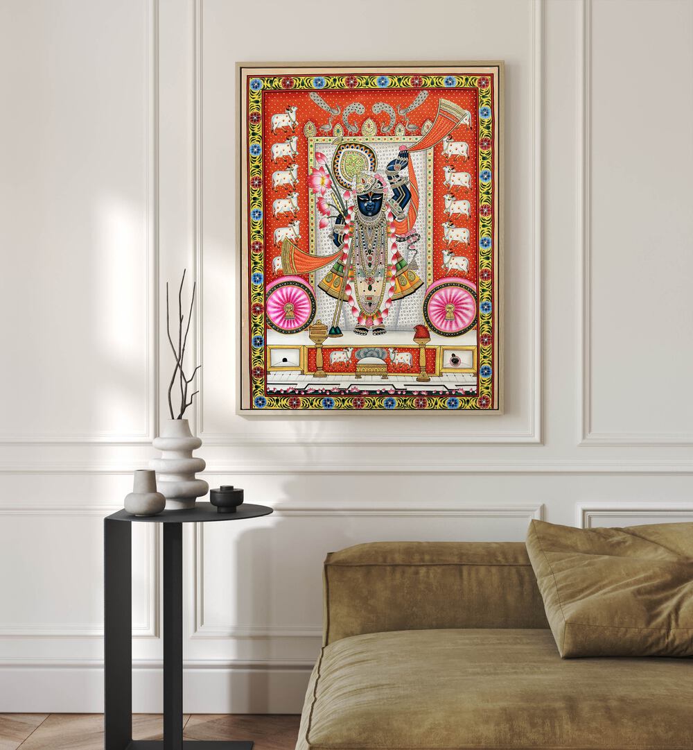 Vibrant PICHWAI PAINTINGS IV, INDIAN ART PAINTINGS, showcasing intricate Indian culture for your home décor.