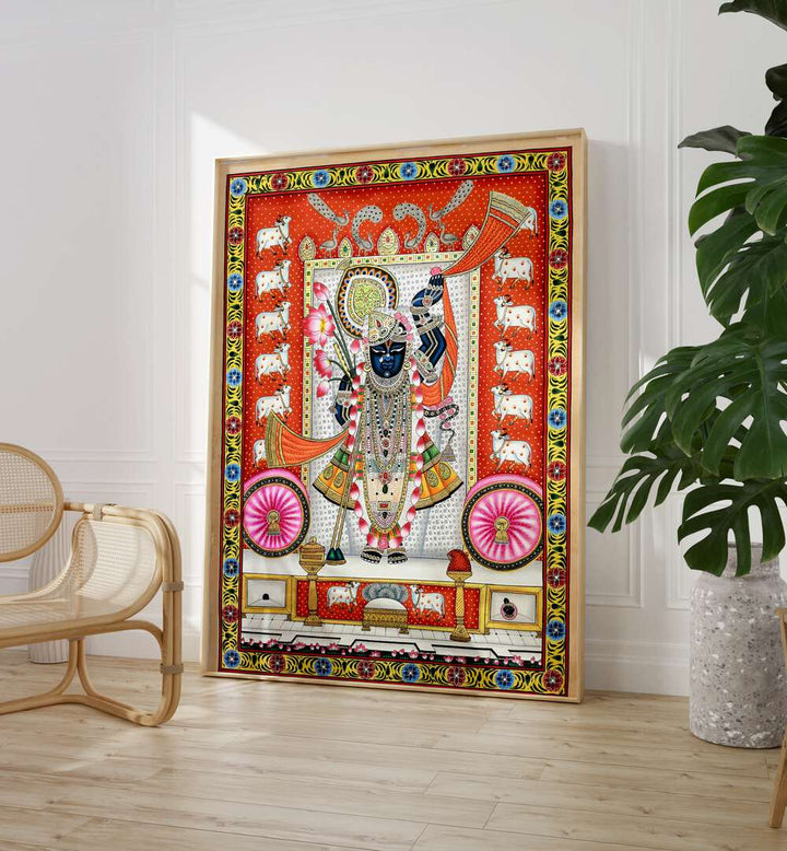 Vibrant PICHWAI PAINTINGS IV, INDIAN ART PAINTINGS showcasing intricate Indian culture for your home decor.