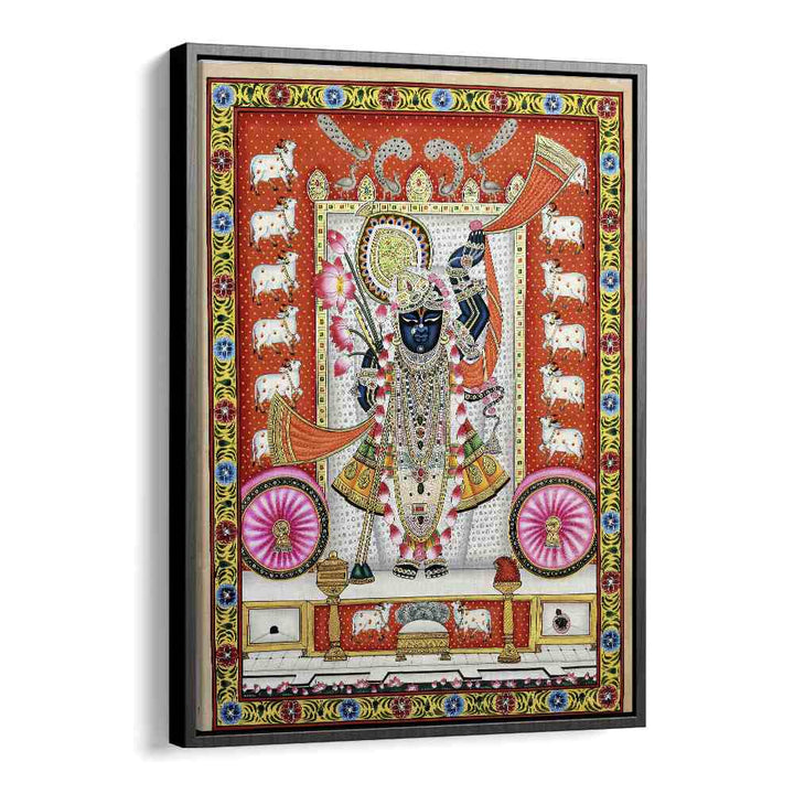 Vibrant PICHWAI PAINTINGS IV, INDIAN ART PAINTINGS framed beautifully, showcasing rich Indian culture and artistry.