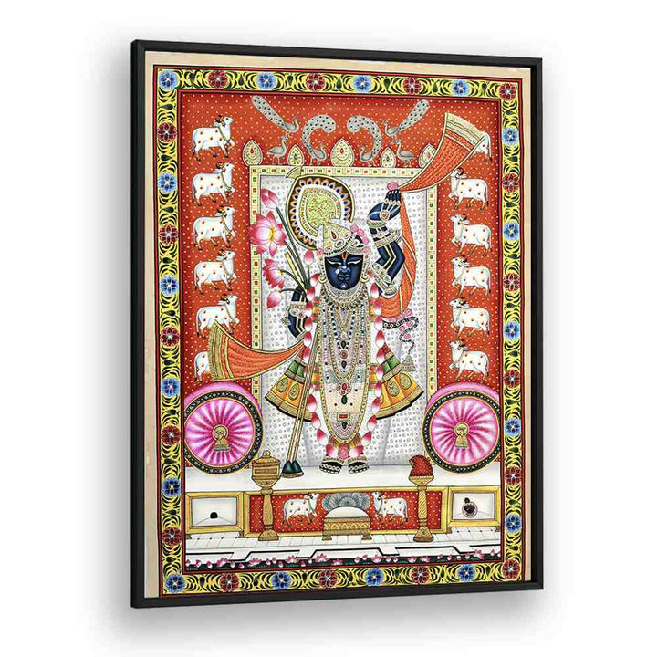 Vibrant PICHWAI PAINTINGS IV, INDIAN ART PAINTINGS framed beautifully to enrich your home decor with cultural artistry.