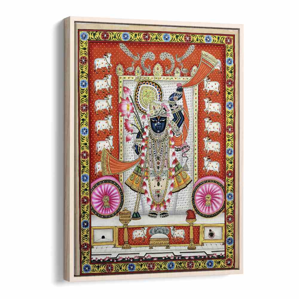 Vibrant PICHWAI PAINTINGS IV, INDIAN ART PAINTINGS, showcasing intricate Indian culture in a stylish floater frame.