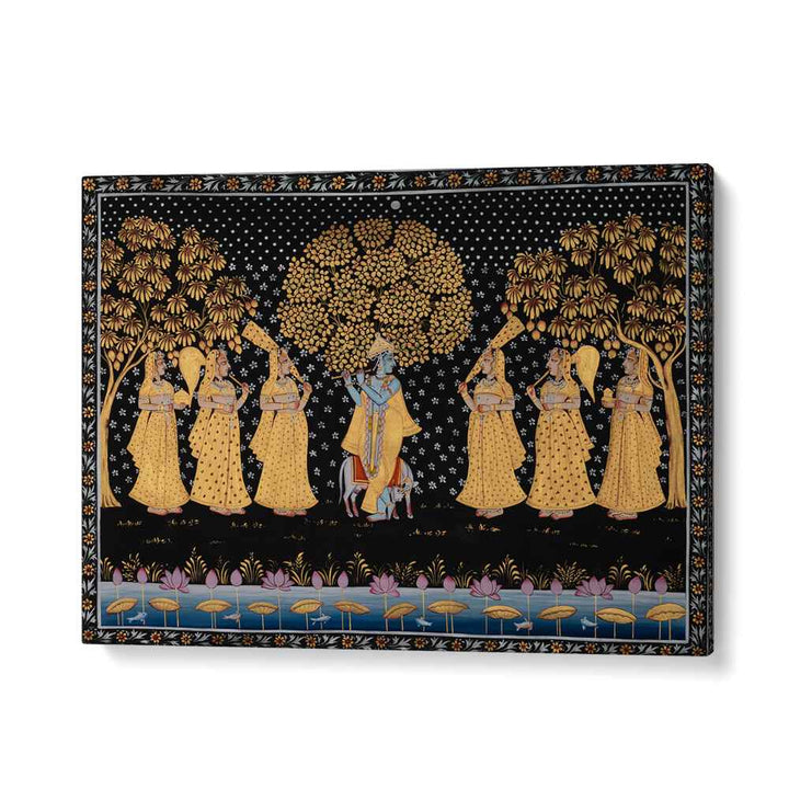 PICHWAI PAINTINGS V, INDIAN ART PAINTINGS showcase vibrant depictions of divine tales from Nathdwara's rich tradition.