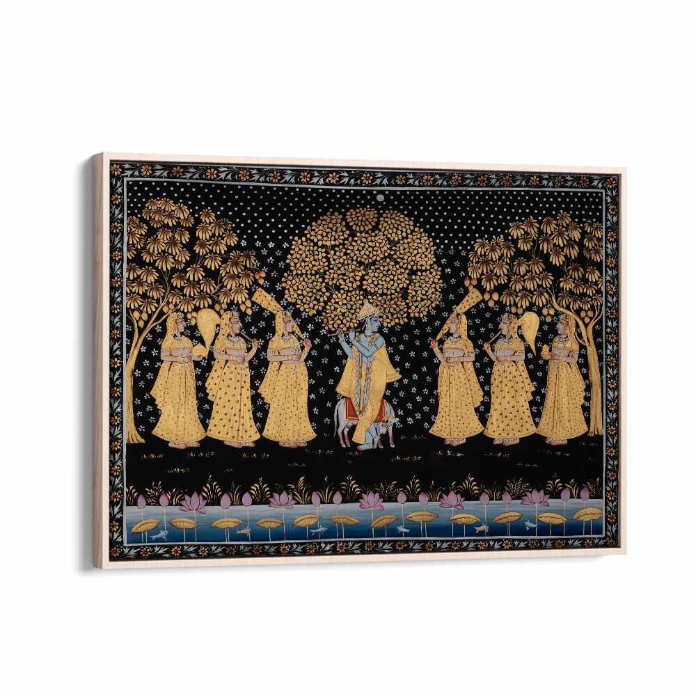 Discover PICHWAI PAINTINGS V, INDIAN ART PAINTINGS, showcasing divine tales with vibrant colors and intricate details.