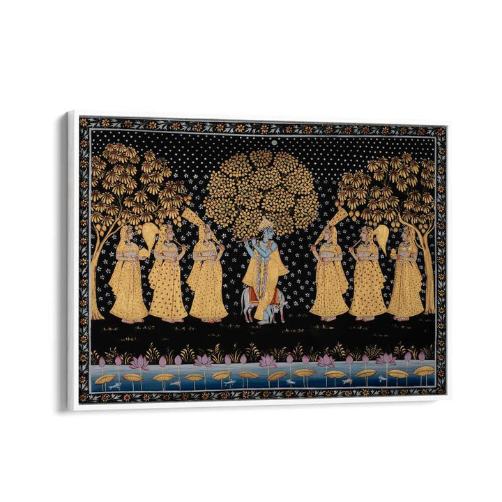 Vibrant PICHWAI PAINTINGS V, INDIAN ART PAINTINGS depicting divine tales from Nathdwara's sacred traditions.