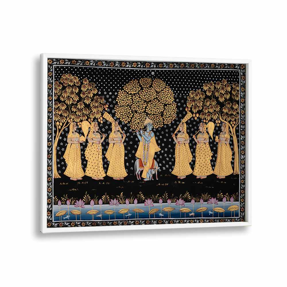 Discover stunning PICHWAI PAINTINGS V, INDIAN ART PAINTINGS, showcasing divine tales from Nathdwara's rich tradition.