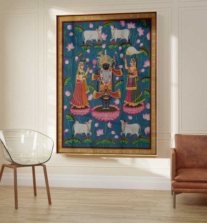 PICHWAI ART IV, INDIAN ART PAINTINGS showcase vibrant traditional scenes celebrating Indian culture and devotion.