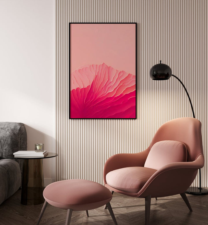 Pink Coral  Fashion Art  Artwork in Gallery Wrap Artwork Placed on a wall In A Living Room