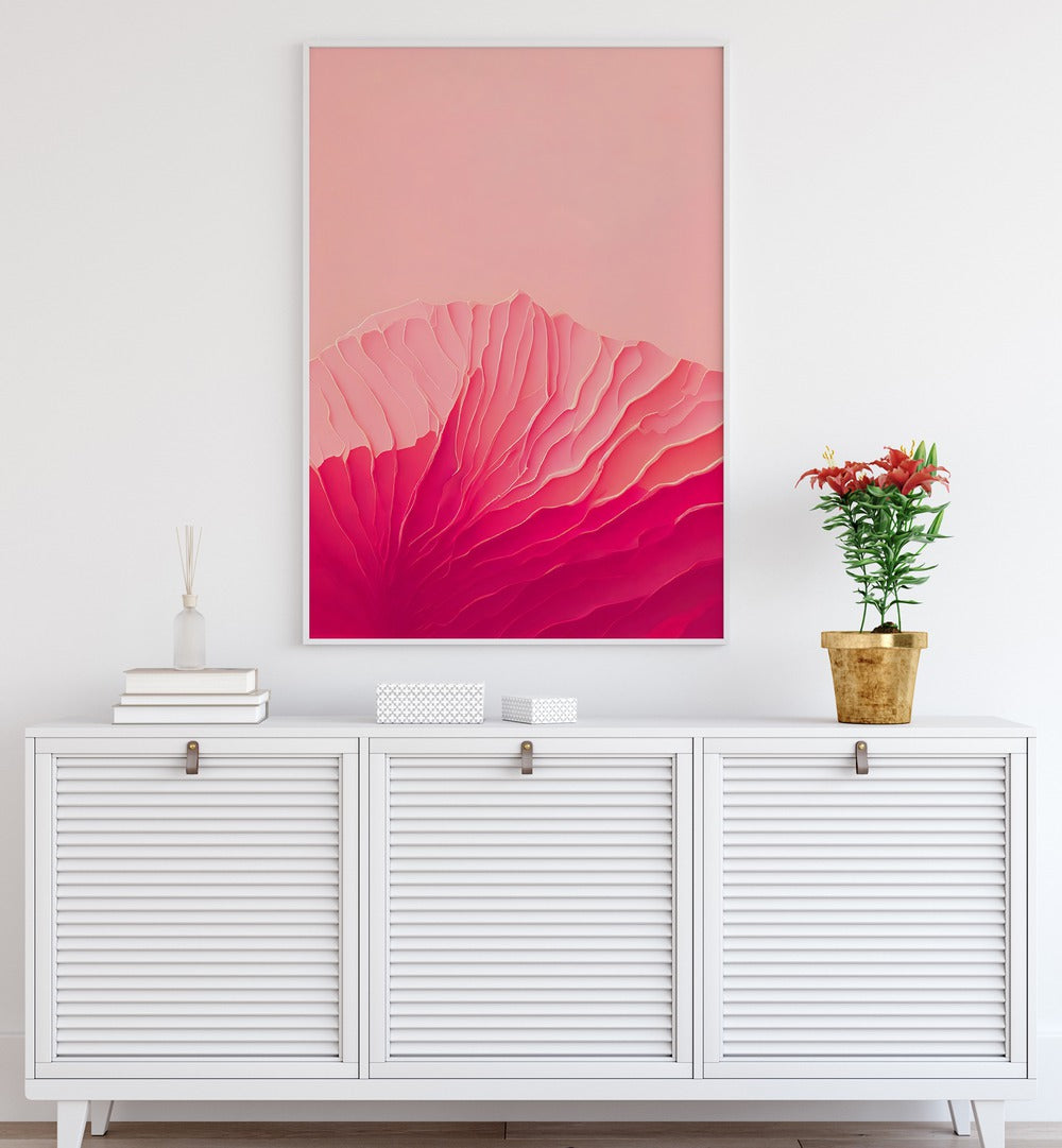 Pink Coral  Fashion Art  Artwork in Gallery Wrap Artwork Placed on a wall In A Living Room