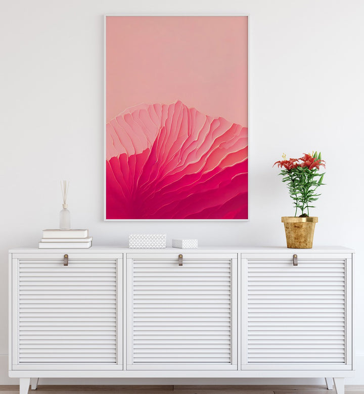 Pink Coral  Fashion Art  Artwork in Gallery Wrap Artwork Placed on a wall In A Living Room