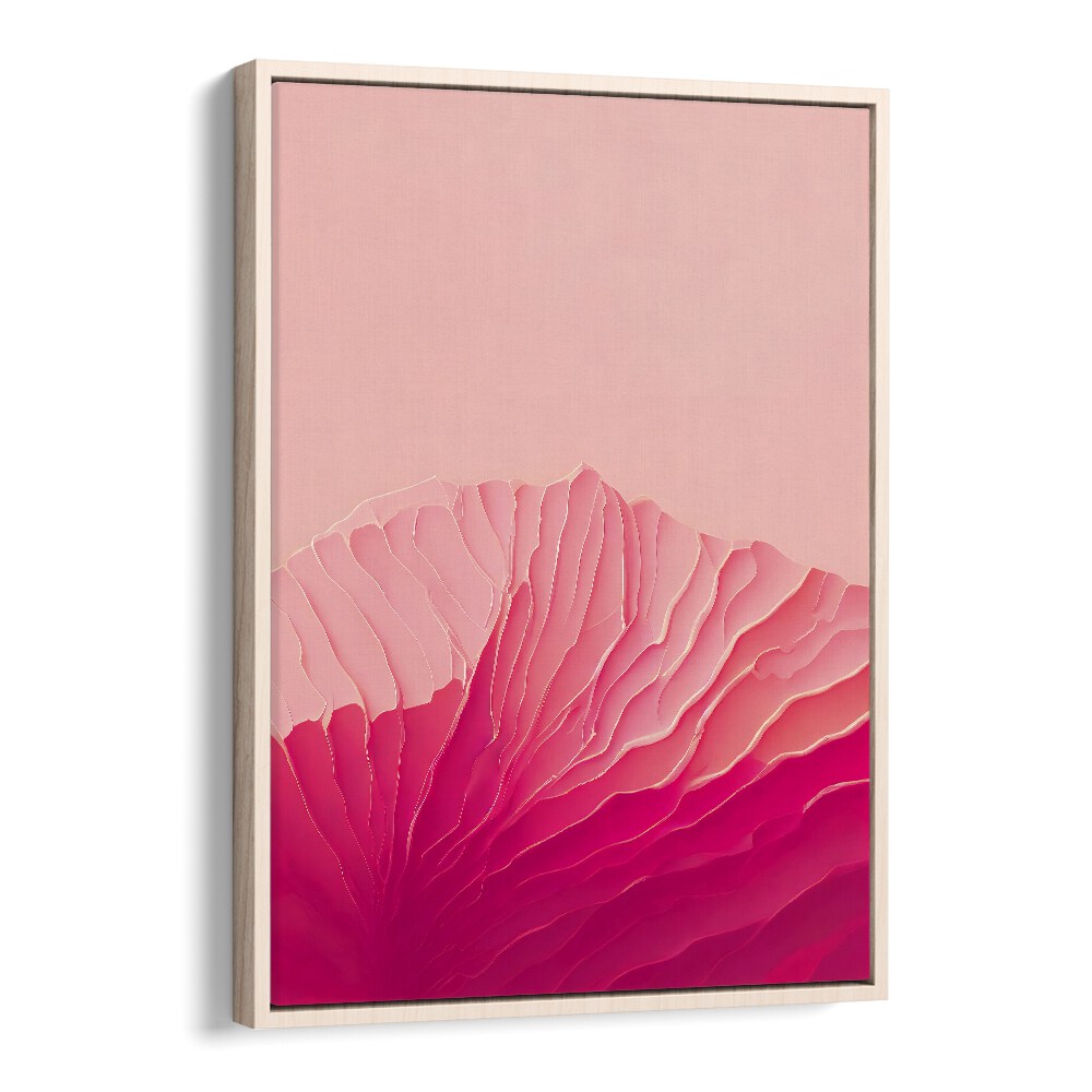 Pink Coral Fashion Art Artwork in Oak Wood Floater Frame