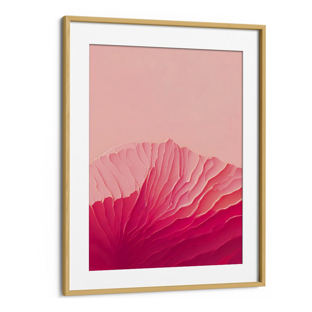 Pink Coral Fashion Art Artwork in Oak Wood Frame With Mount