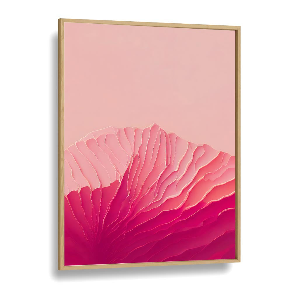 Pink Coral Fashion Art Artwork in Oak Wood Plain Frame