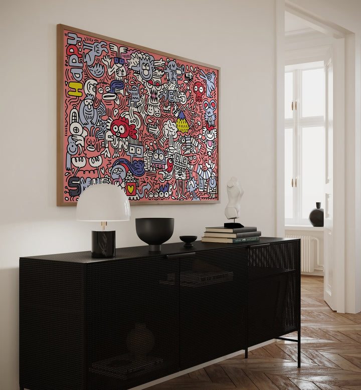 Brighten your decor with PINK DOODLE, DOODLE ART PAINTINGS, perfect for adding style and vibrancy to any space.