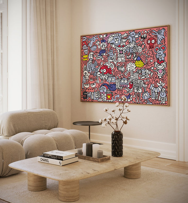 Vibrant PINK DOODLE , DOODLE ART PAINTINGS enhance decor, adding energy and conversation to any space. Perfect for homes!