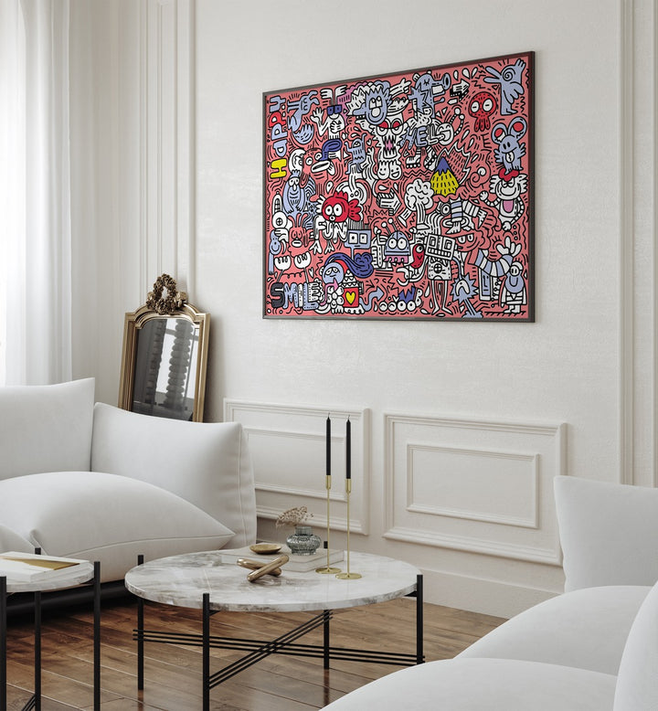 Vibrant PINK DOODLE, DOODLE ART PAINTINGS brighten up any space, perfect for home or office decor.