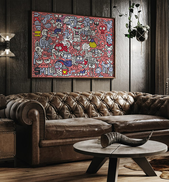 Vibrant PINK DOODLE , DOODLE ART PAINTINGS brighten living spaces and spark conversation in any decor setting.