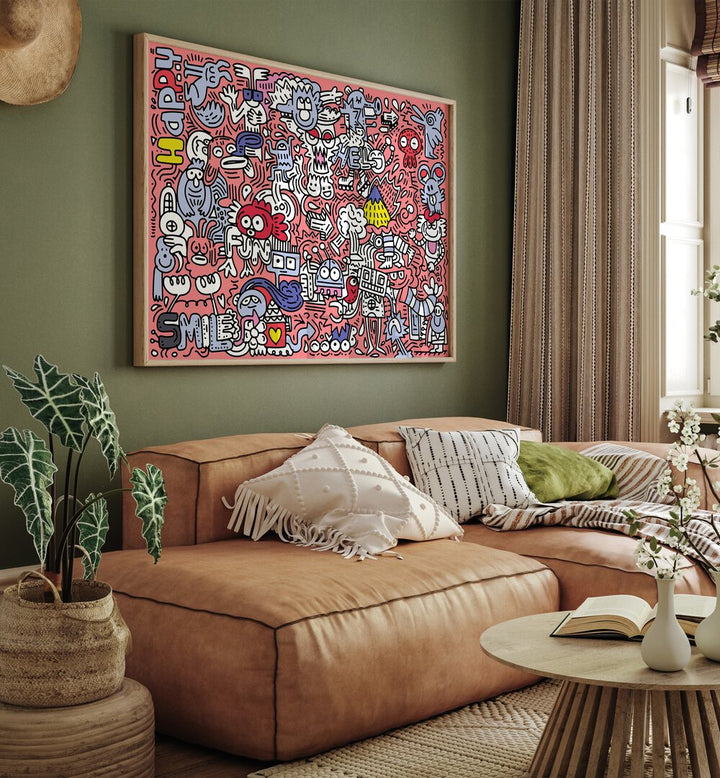 Vibrant PINK DOODLE, DOODLE ART PAINTINGS adding a lively touch to your home or office decor. Perfect conversation starter!