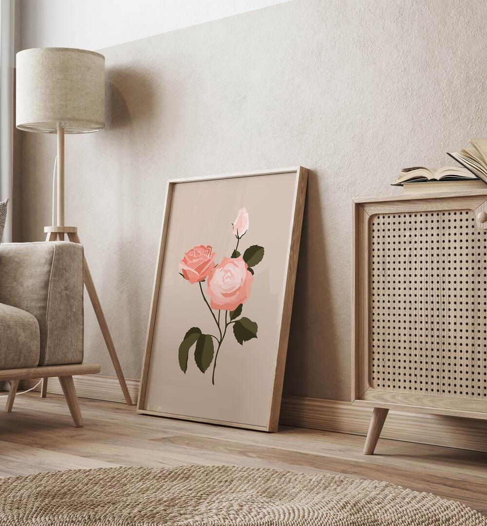 Elegant PINK ROSE I, FLORAL FLOWER PAINTINGS bring nature's beauty to your space with stunning botanical art print.