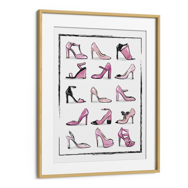 Stylish PINK SHOES, FASHION POSTERS by Martina Fashion Paintings enhance your space with chic elegance and vibrant design.