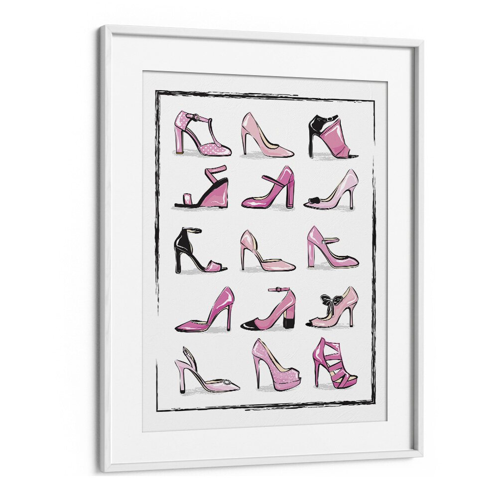 Stylish PINK SHOES wall art from Martina Fashion Paintings, perfect for chic FASHION POSTERS in your living space.