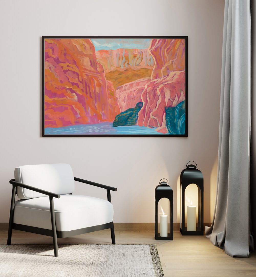 Vibrant PINK CANYON, LANDSCAPE PAINTINGS elevate your space with stunning natural hues and breathtaking scenery.