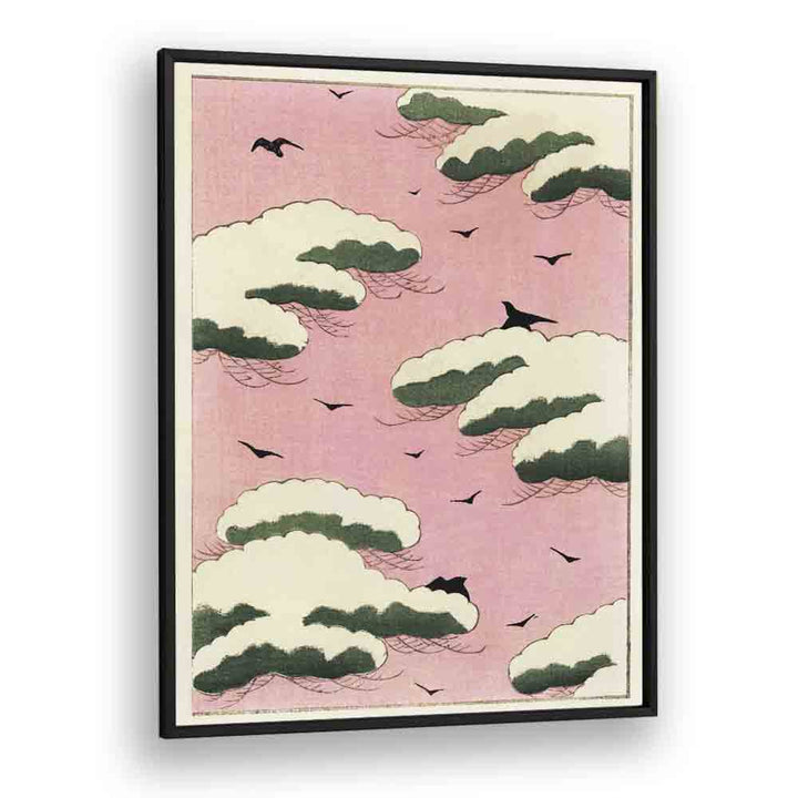 PINK SKY BY WATANABE SEITEI (1893-1896), JAPANESE PAINTINGS showcases serene pink clouds and birds in flight.