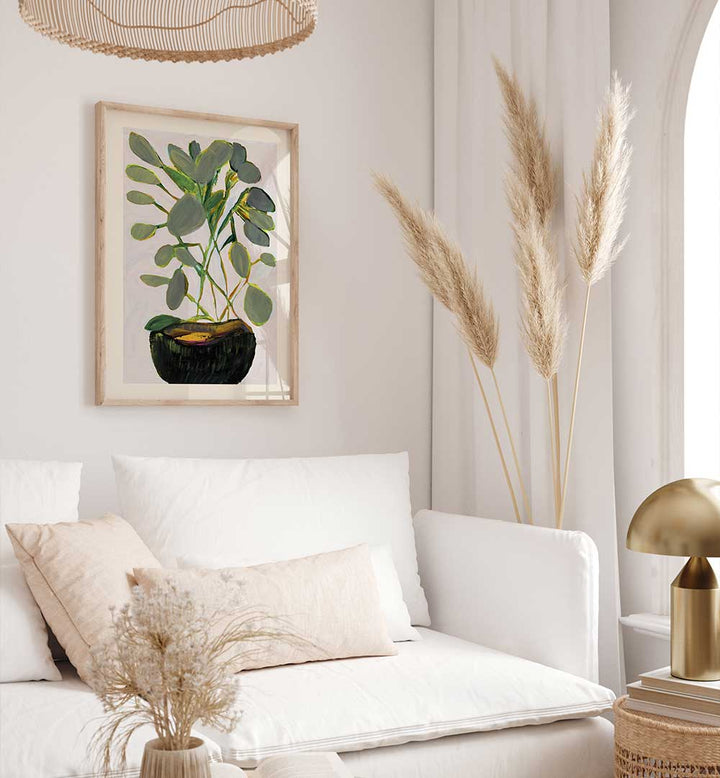Stylish living room featuring PLANT II, FLORAL FLOWER PAINTINGS, adding natural beauty and charm to your decor.